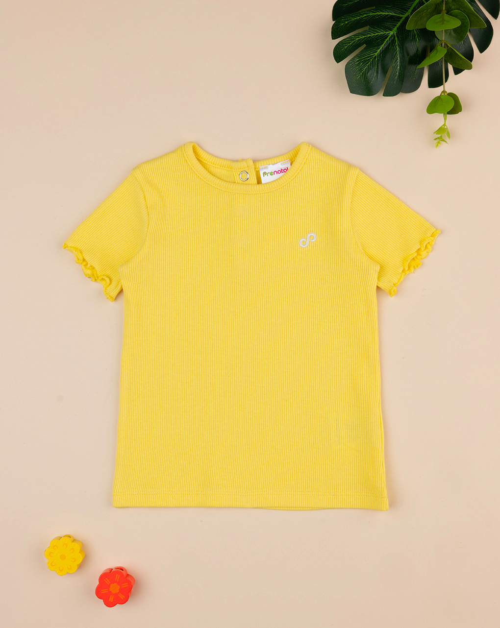 βρεφικό t-shirt ριμπ κίτρινο "άπειρο" για κορίτσι - Prénatal