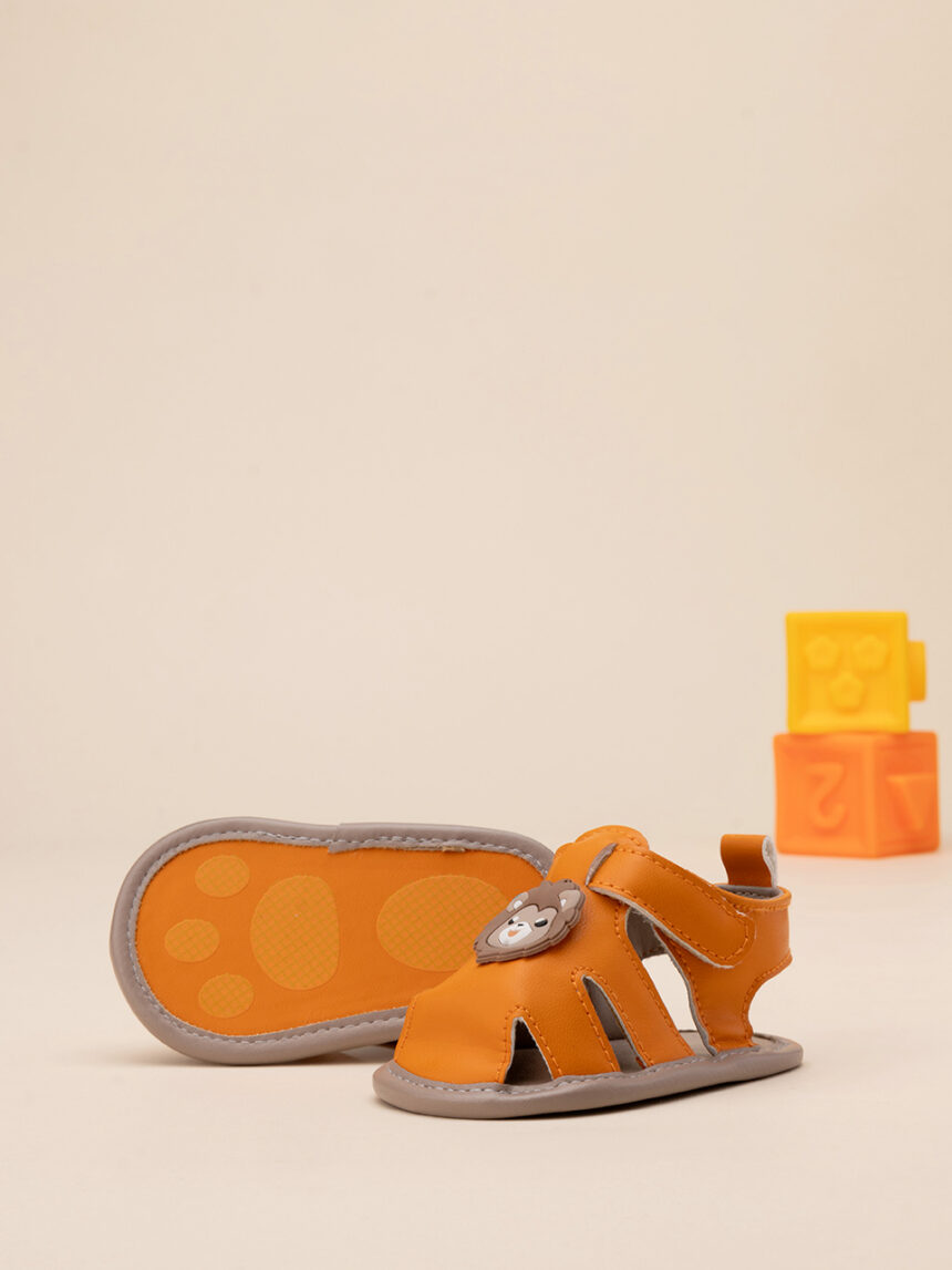 βρεφικά σανδάλια πορτοκαλί με λιονταράκια για αγόρι - Prénatal