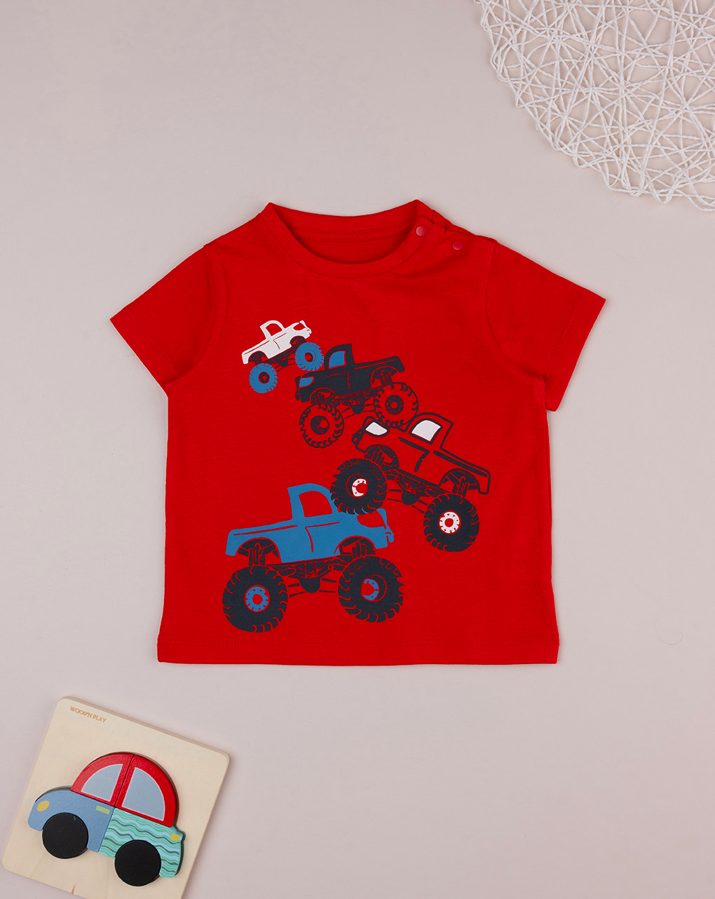 βρεφικό t-shirt κόκκινο οχήματα για αγόρι