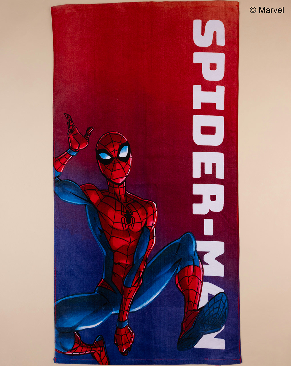 παιδική πετσέτα θαλάσσης κόκκινη/μπλε spiderman για αγόρι