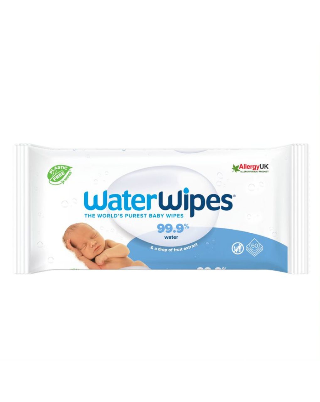 Waterwipes, monthly pack, 100% plastic-free άοσμα μωρομάντηλα, 99.9% νερό, 12x60τμχ ib/420036 - WaterWipes