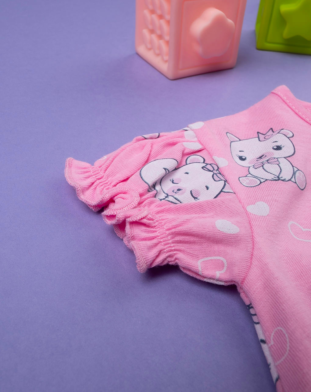 βρεφικό φορμάκι κοντό ροζ με γατάκια για κορίτσι - Prénatal