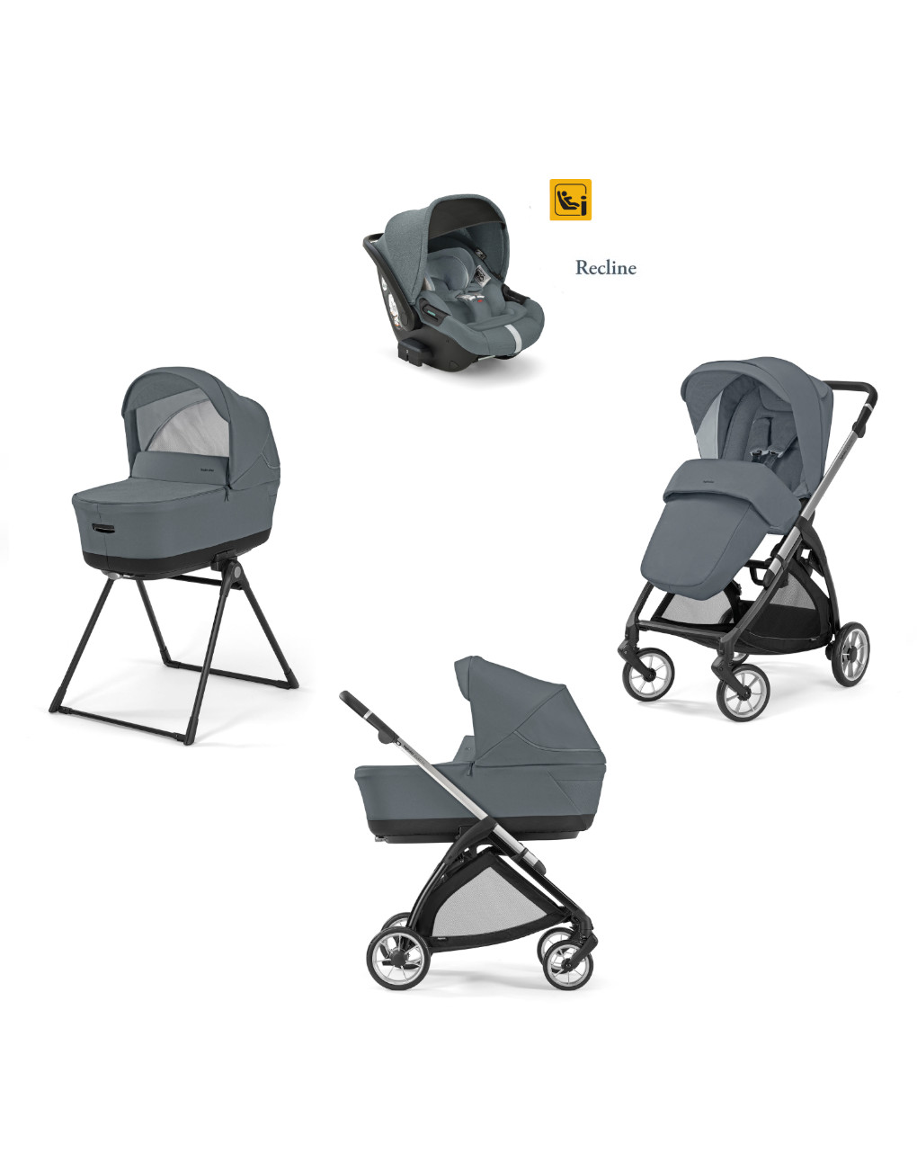 Inglesina σύστημα μεταφοράς electa  quattro με κάθισμα darwin recline union grey/silver black - Inglesina