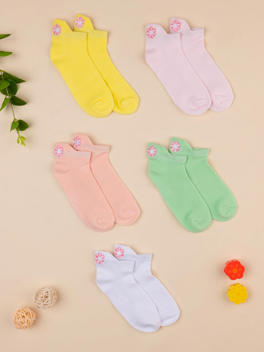 παιδικές κάλτσες πακέτο x5 μαργαρίτες για κορίτσι - Prénatal