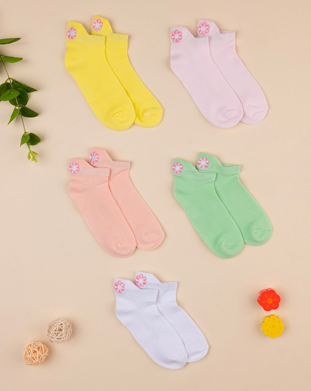 παιδικές κάλτσες πακέτο x5 μαργαρίτες για κορίτσι