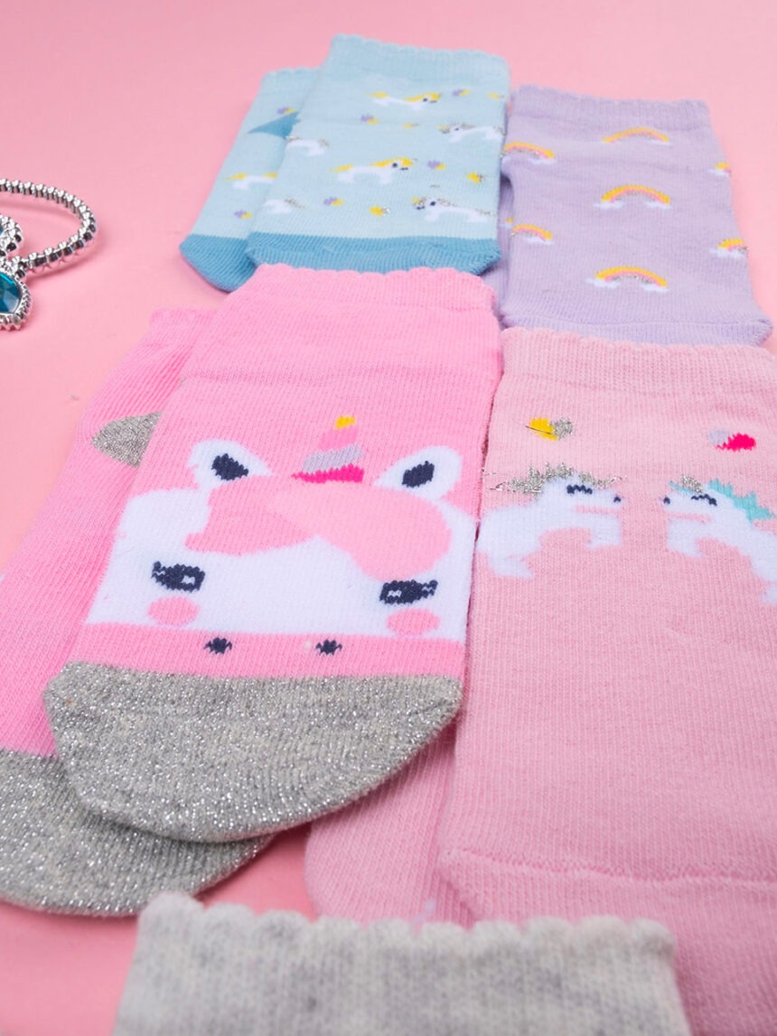 παιδικές κάλτσες πακέτο x5 μονόκεροι για κορίτσι - Prénatal