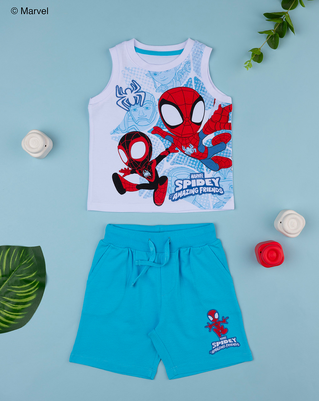 βρεφικό σετ μπλούζα και σορτσάκι spiderman για αγόρι