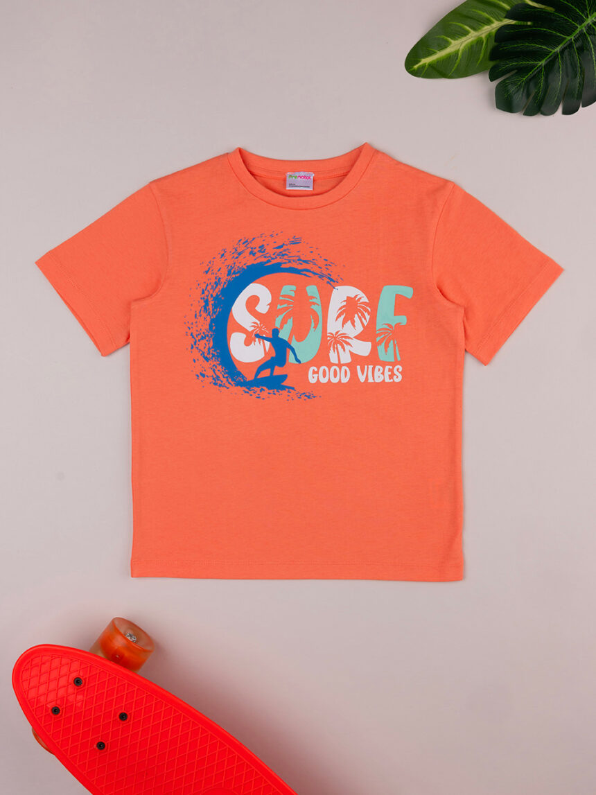 παιδικό t-shirt κοραλί surf good vibes για αγόρι - Prénatal