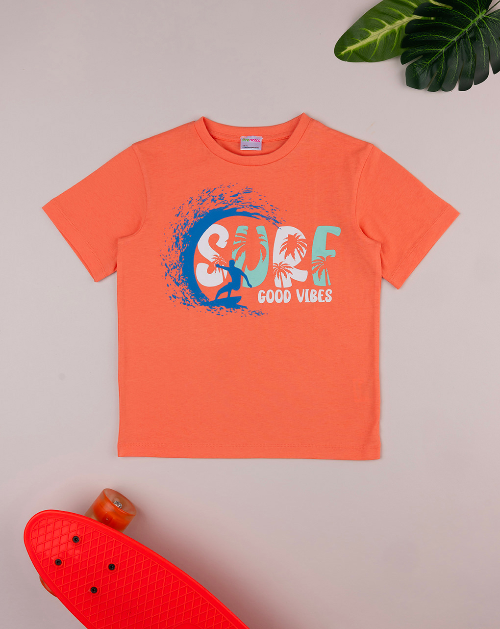 παιδικό t-shirt κοραλί surf good vibes για αγόρι