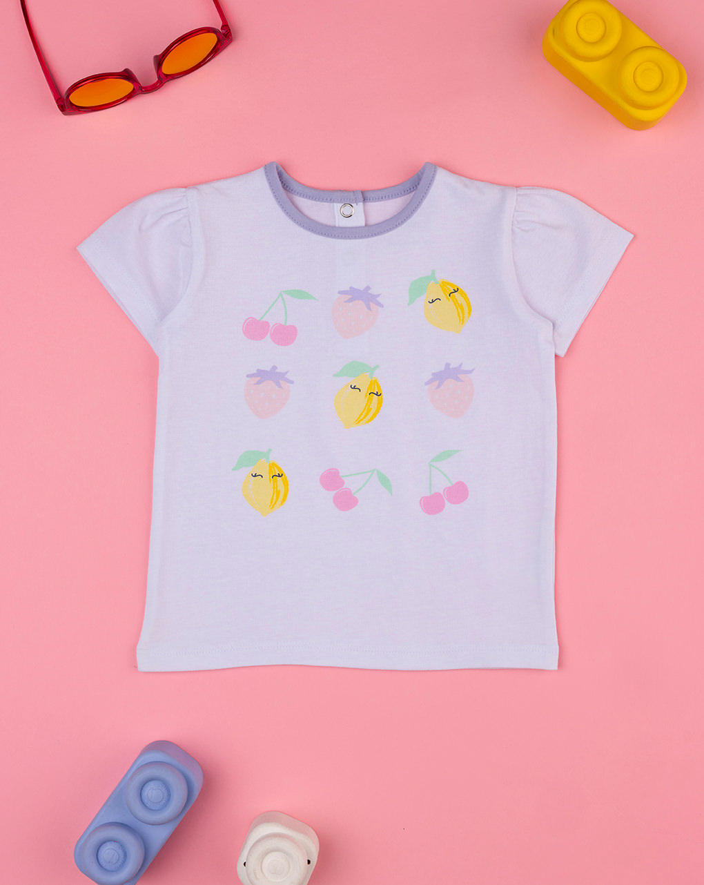 βρεφικό t-shirt λευκό με φρούτα για κορίτσι