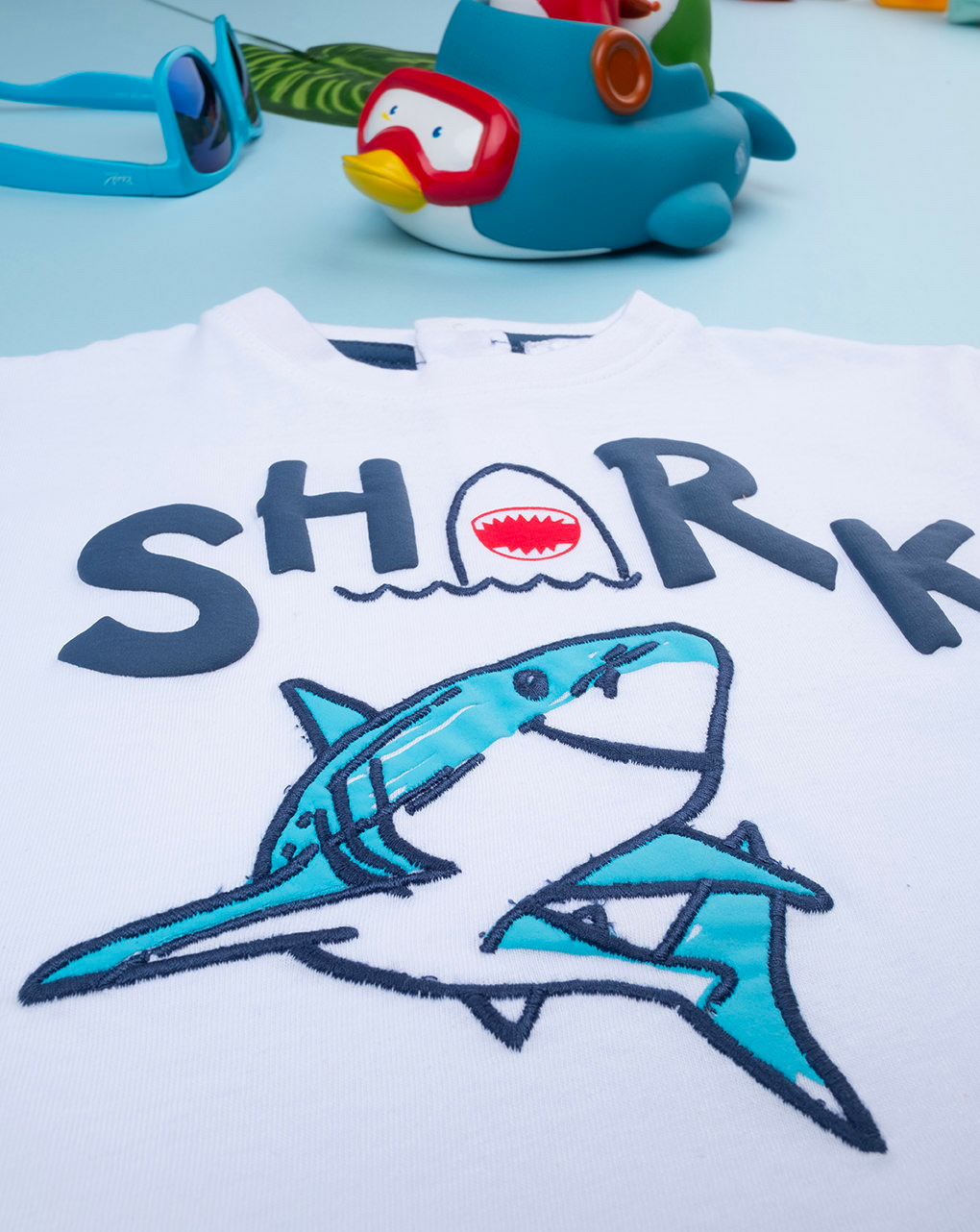 βρεφικό t-shirt λευκό shark για αγόρι - Prénatal