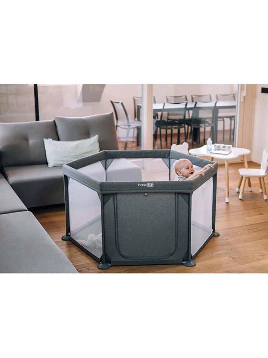 Freeon παρκοκρέβατο εξάγωνο zebra grey 117x67cm, 44459 - Freeon