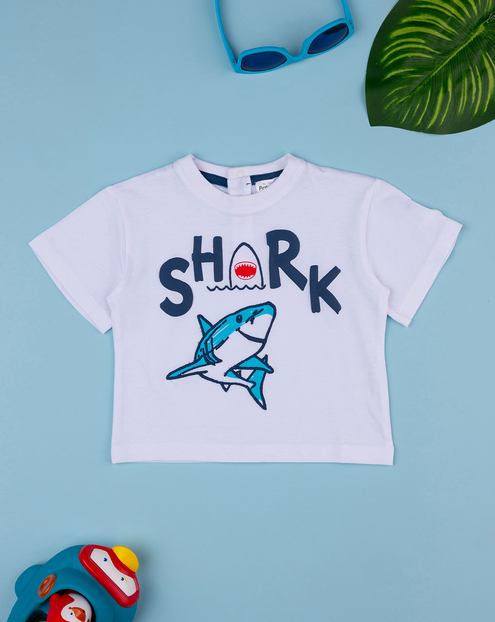 βρεφικό t-shirt λευκό shark για αγόρι