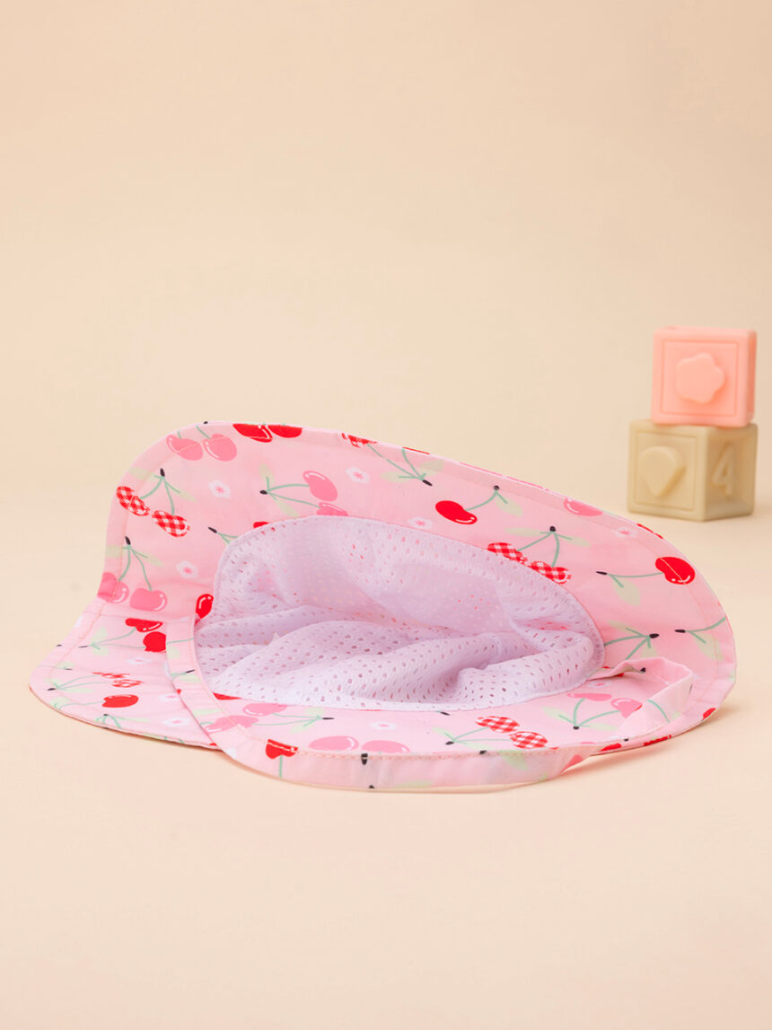 βρεφικό καπέλο θαλάσσης ροζ με κερασάκια για κορίτσι - Prénatal