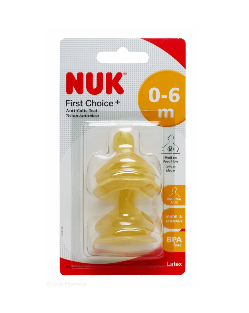 Nuk first choice θηλή απο καουτσούκ μεσαίας ροής (μέγεθος 1)  για 0-6 μηνών 2τμχ - Nuk