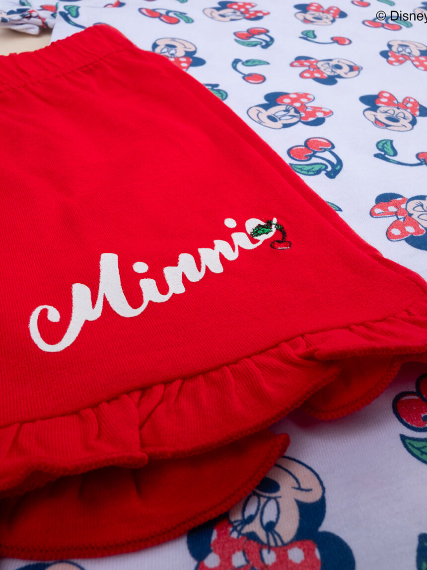 παιδική πιτζάμα λευκή/κόκκινη με τη minnie για κορίτσι - Prénatal