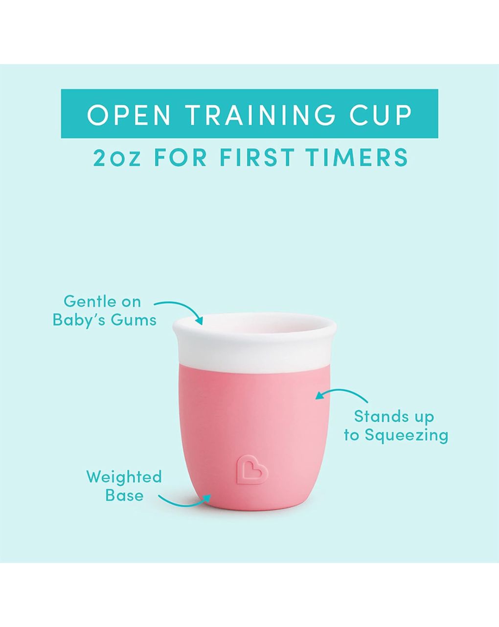 Munchkin εκπαιδευτικό ποτηράκι c’est silicone! open training cup 4m+59ml coral 90057 - Munchkin