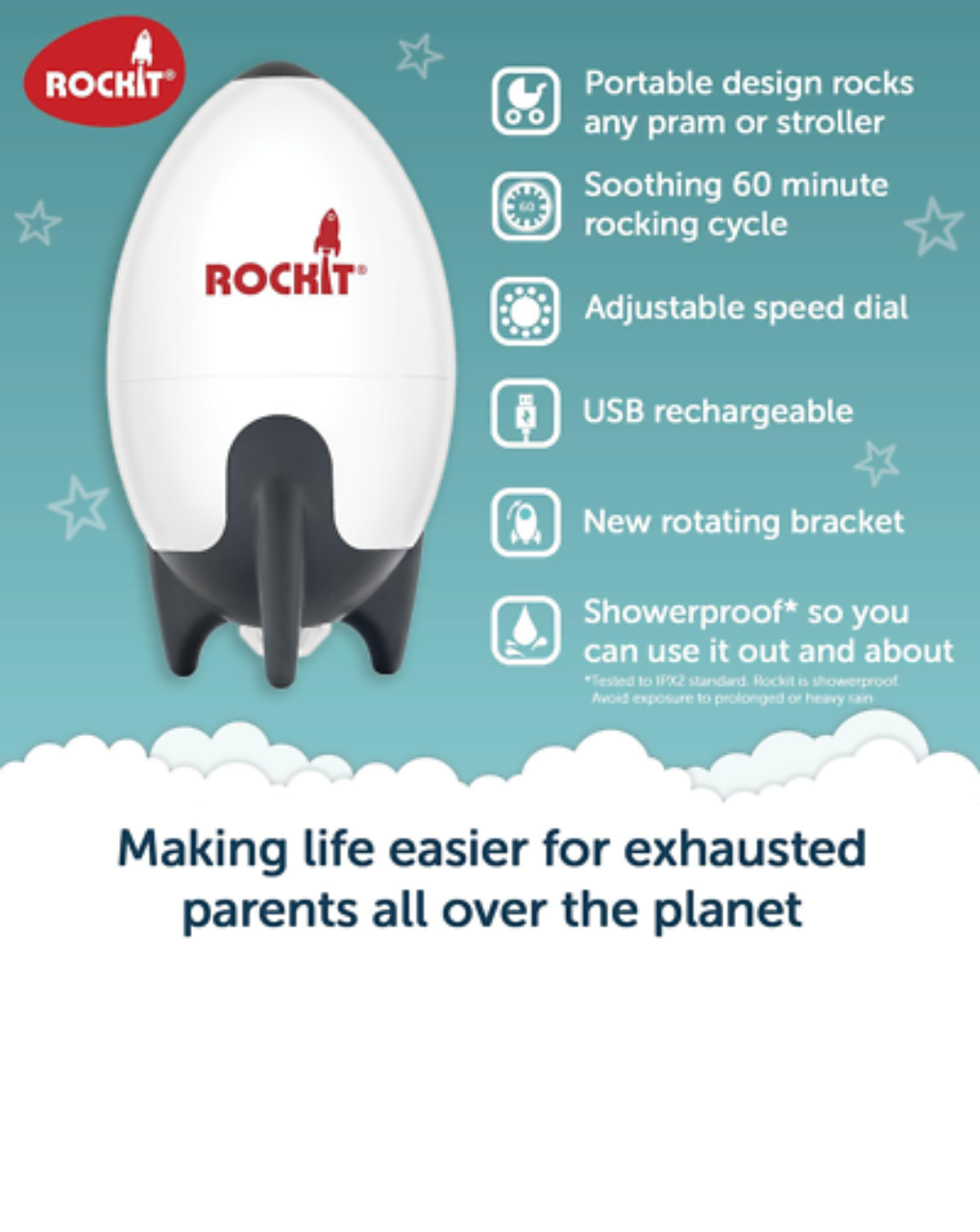 Rockit συσκευή δόνησης για καρότσια & ριλάξ - rocker v2 επαναφορτιζόμενο - Rockit