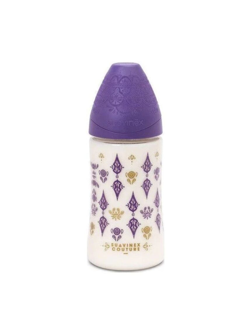 Suavinex - πλαστικό μπιμπερό haute couture lilac με θηλή σιλικόνης 270ml - Suavinex