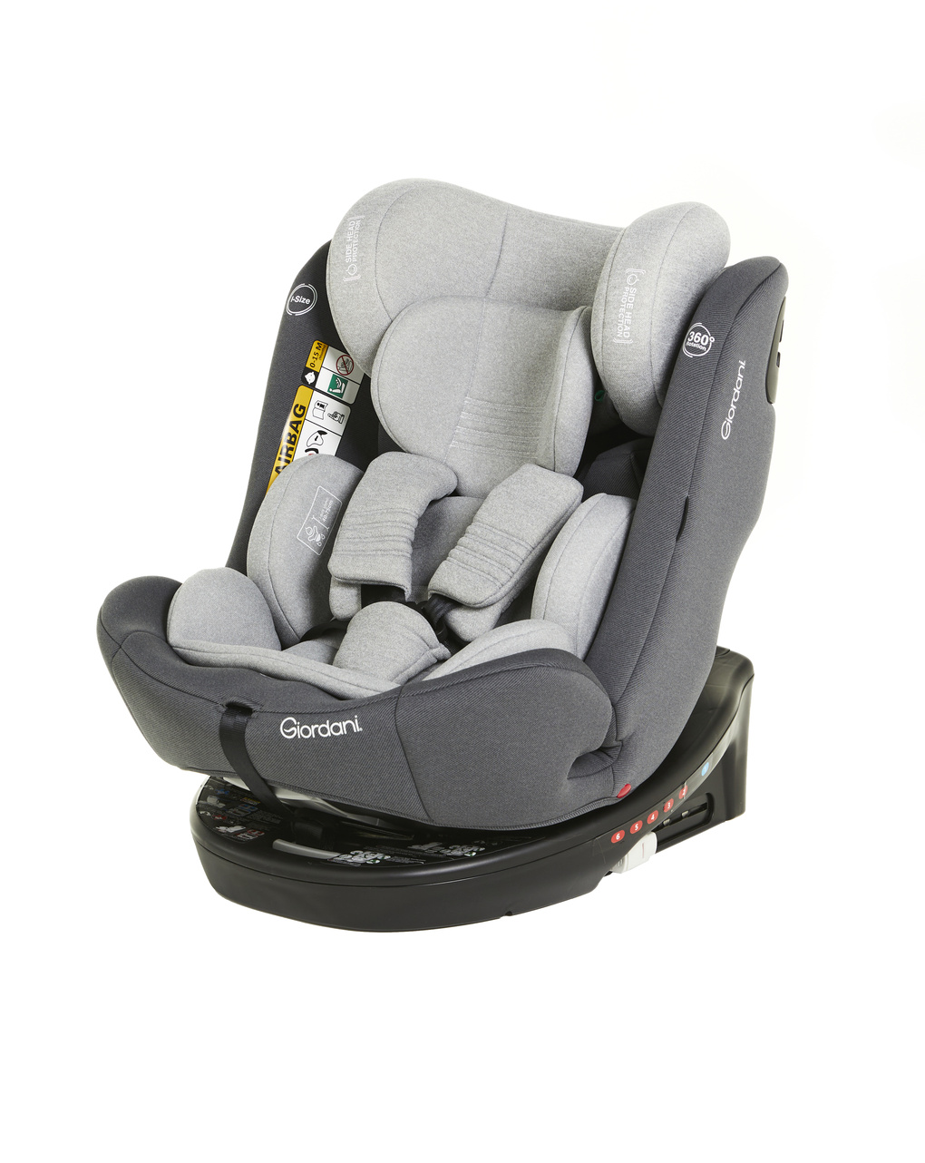 Giordani κάθισμα αυτοκινήτου titano i-size (40-150εκ) 360o isofix γκρι ανοιχτό