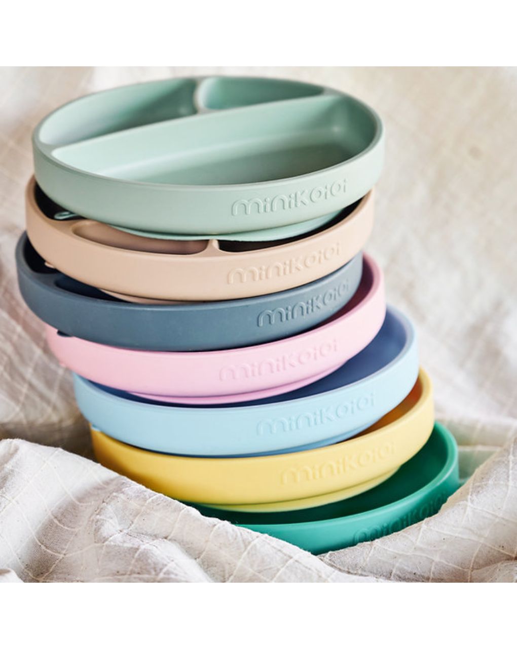 Minikoioi πιάτο με διαχωριστικά portions 6m+ grey 0907-101050004 - MinikOiOi