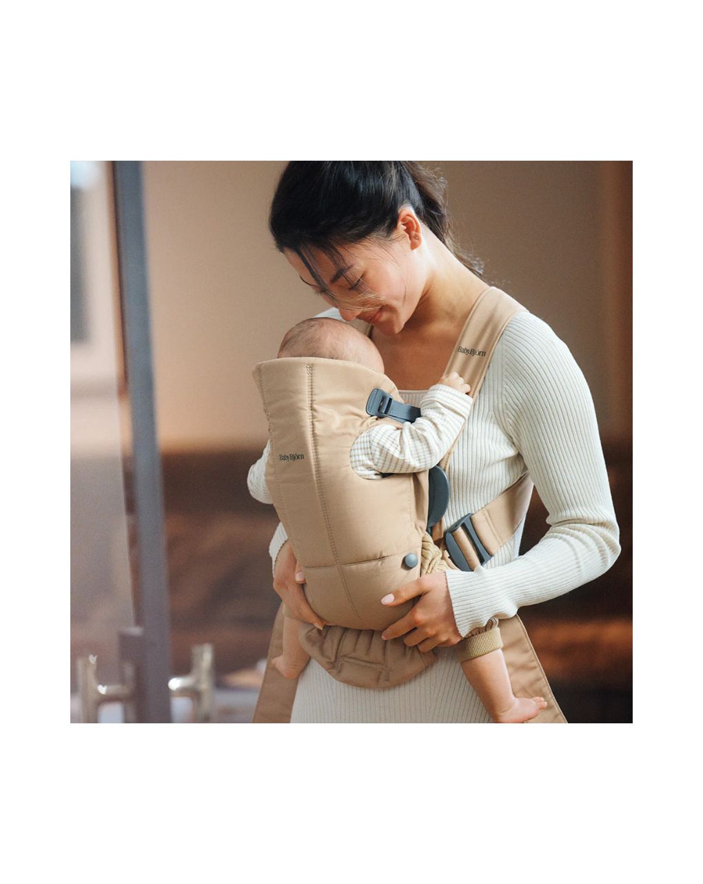 Babybjorn - μάρσιπος mini woven, beige - Baby Bjorn