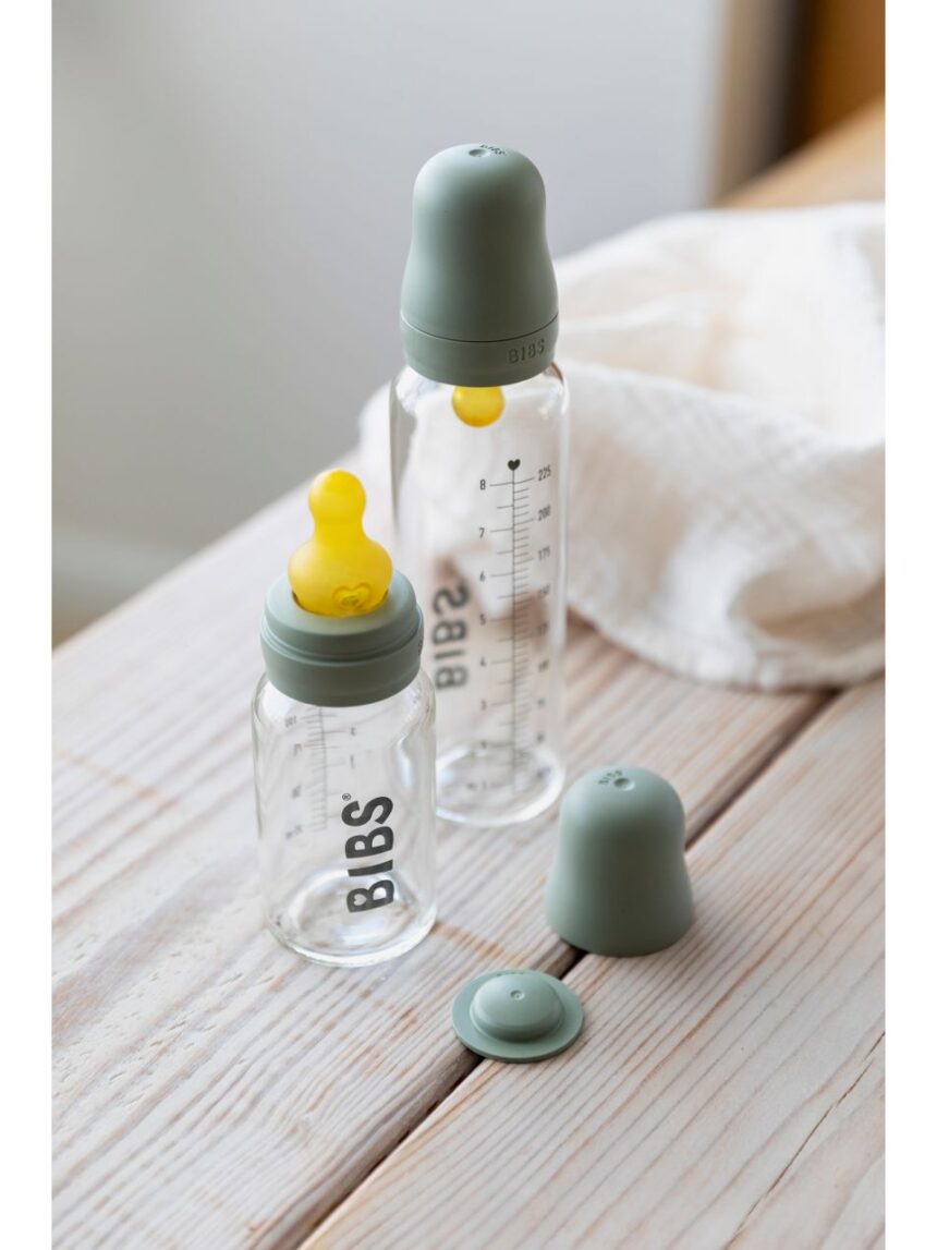 Bibs ολοκληρωμένο σετ γυάλινο μπιμπερό latex sage 225ml, 0m+ - BIBS