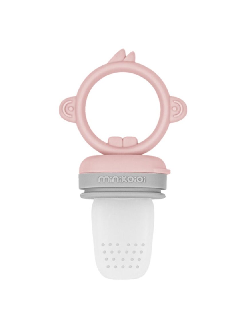 Minikoioi feeder + μασητικό από σιλικόνη pink/grey - MinikOiOi