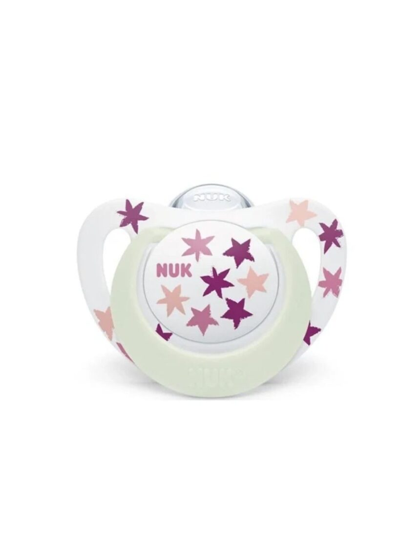 Nuk - star night ορθοδοντική πιπίλα σιλικόνης με θήκη 0-6m σε 2 χρώματα, 10.730.719 - Nuk