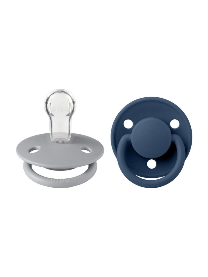 Bibs πιπίλα σιλικόνης σετ 2τμχ de lux cloud-steel blue one size, 0-36m - BIBS