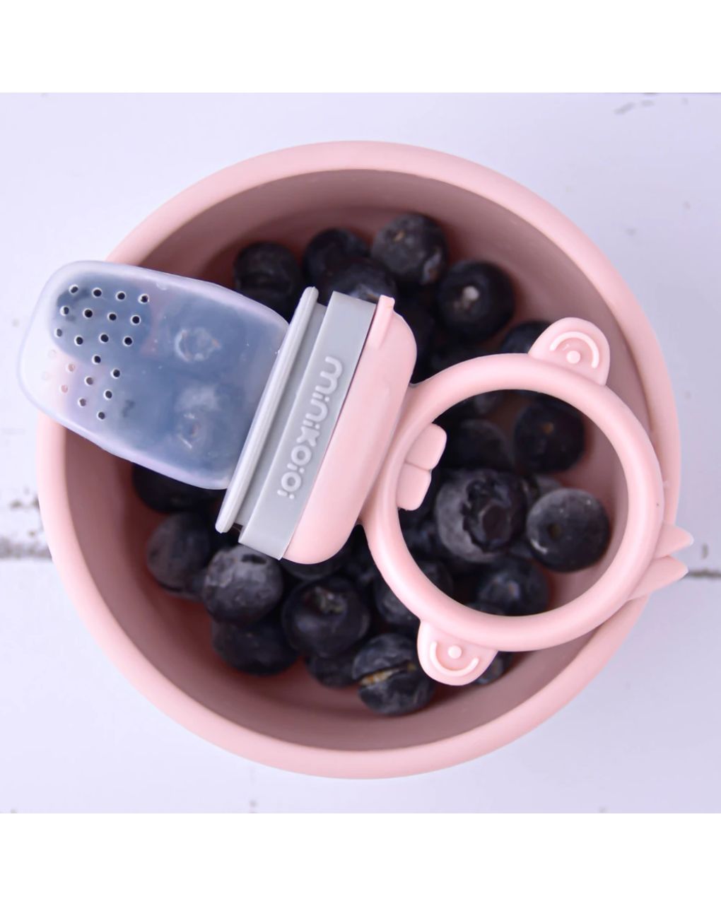 Minikoioi feeder + μασητικό σιλικόνης 6m+ pink/grey 0424-101130005 - MinikOiOi