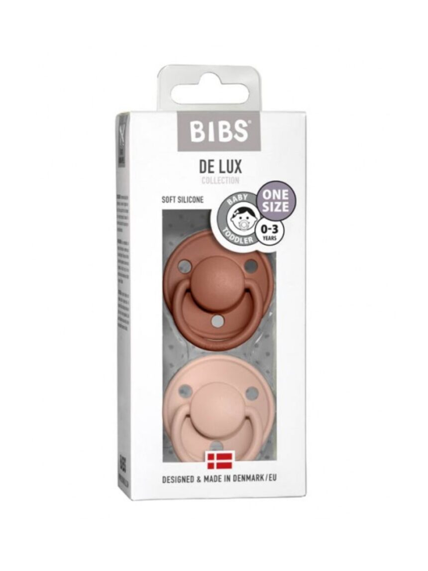 Bibs πιπίλα σιλικόνης σετ 2τμχ de lux woodchuck-blush one size, 0-36m - BIBS
