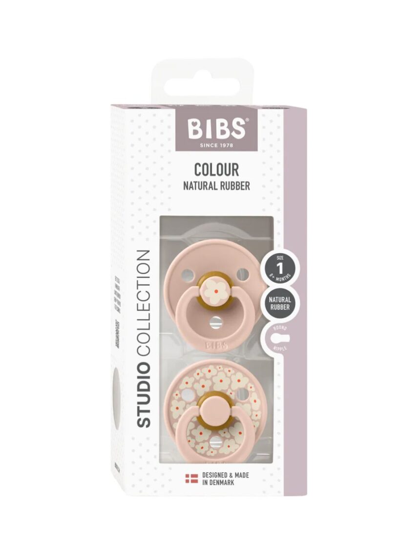 Bibs - πιπίλα καουτσούκ σετ 2τμχ studio colour jasmine blush mix, 0-6m - BIBS
