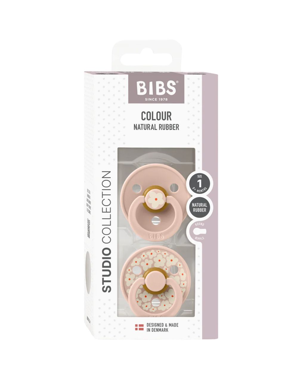 Bibs - πιπίλα καουτσούκ σετ 2τμχ studio colour jasmine blush mix, 0-6m - BIBS