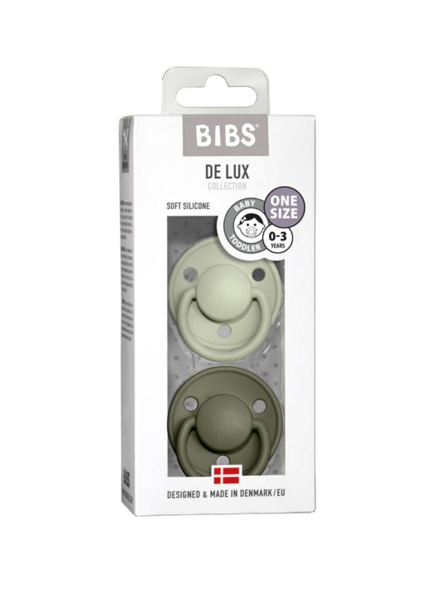 Bibs πιπίλα σιλικόνης σετ 2τμχ de lux sage-hunter green one size, 0-36m - BIBS