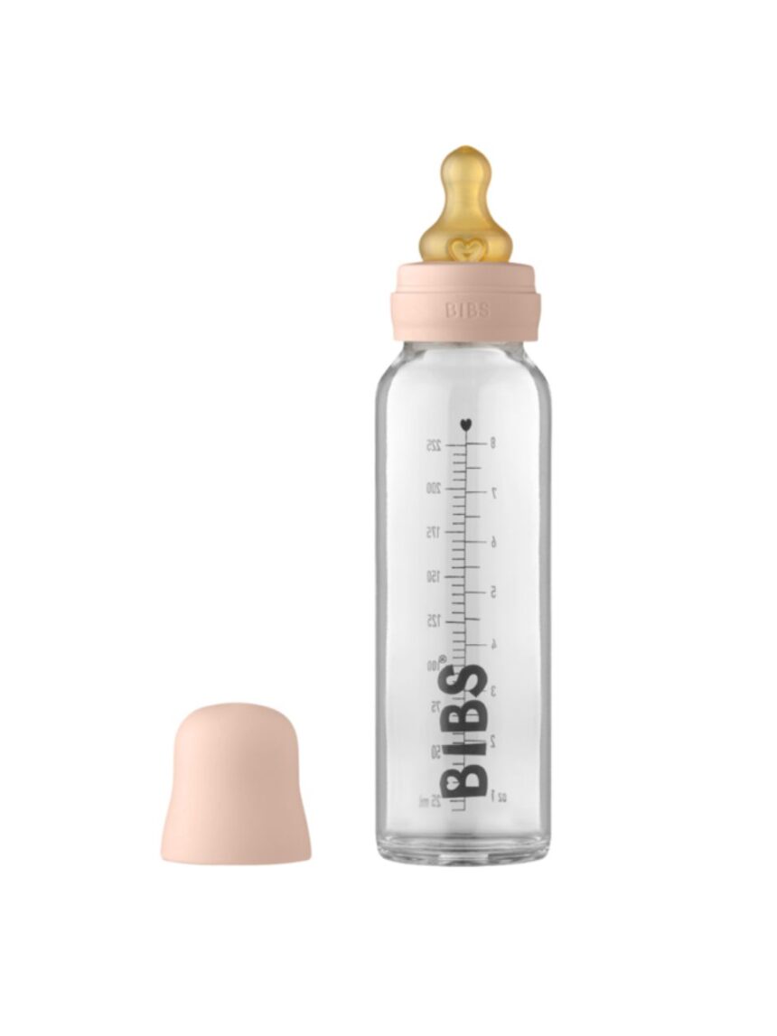 Bibs ολοκληρωμένο σετ γυάλινο μπιμπερό latex blush 225ml, 0m+ - BIBS