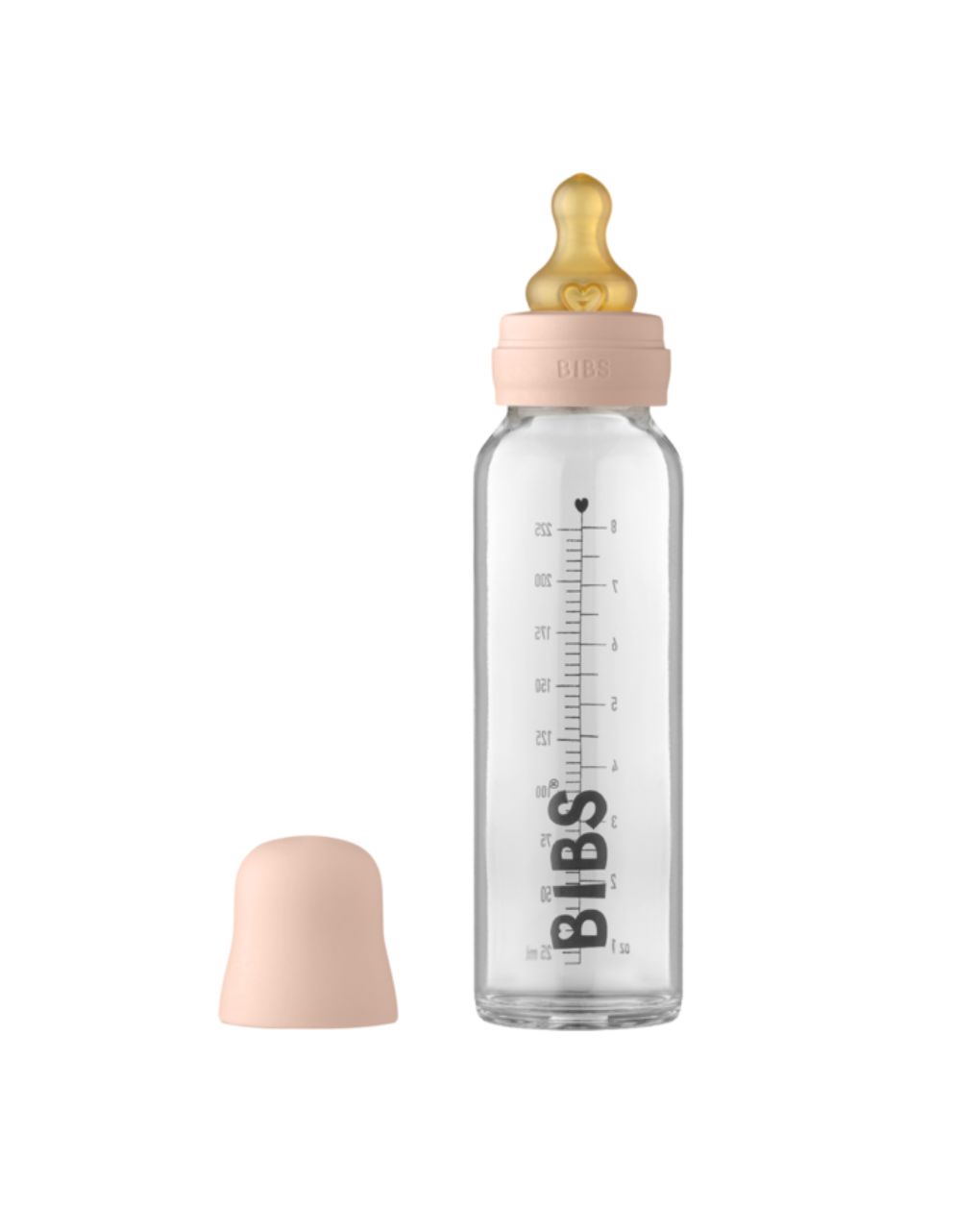 Bibs ολοκληρωμένο σετ γυάλινο μπιμπερό latex blush 225ml, 0m+ - BIBS