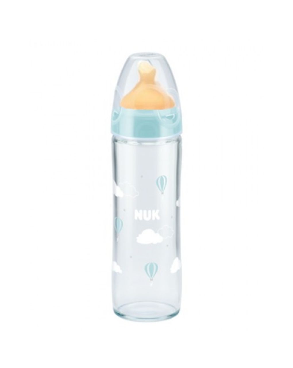 Nuk - classic γυάλινο μπιμπερό με θηλή καουτσούκ 0-6m 240ml σε διάφορα σχέδια - Nuk