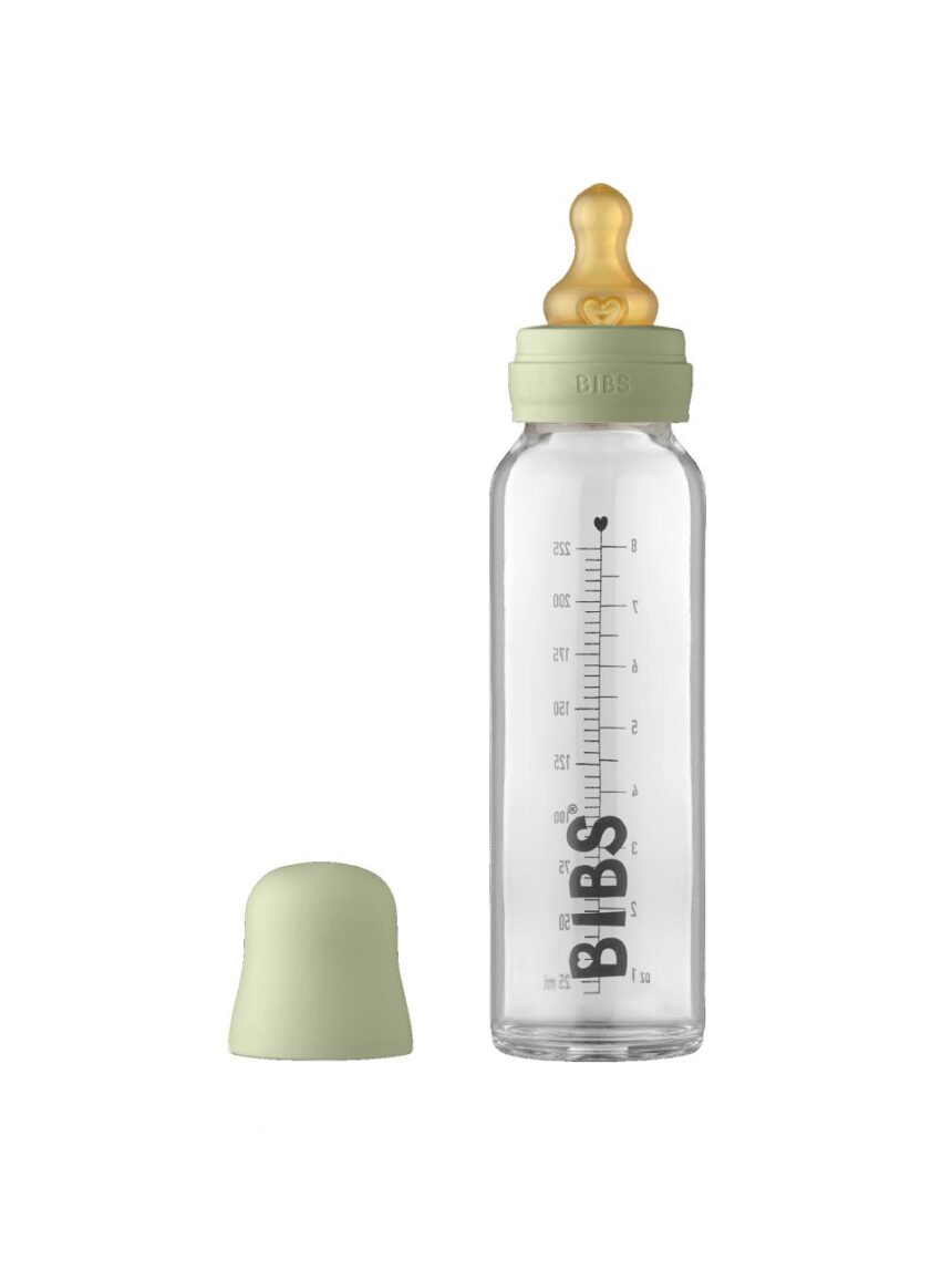 Bibs ολοκληρωμένο σετ γυάλινο μπιμπερό latex sage 225ml, 0m+ - BIBS