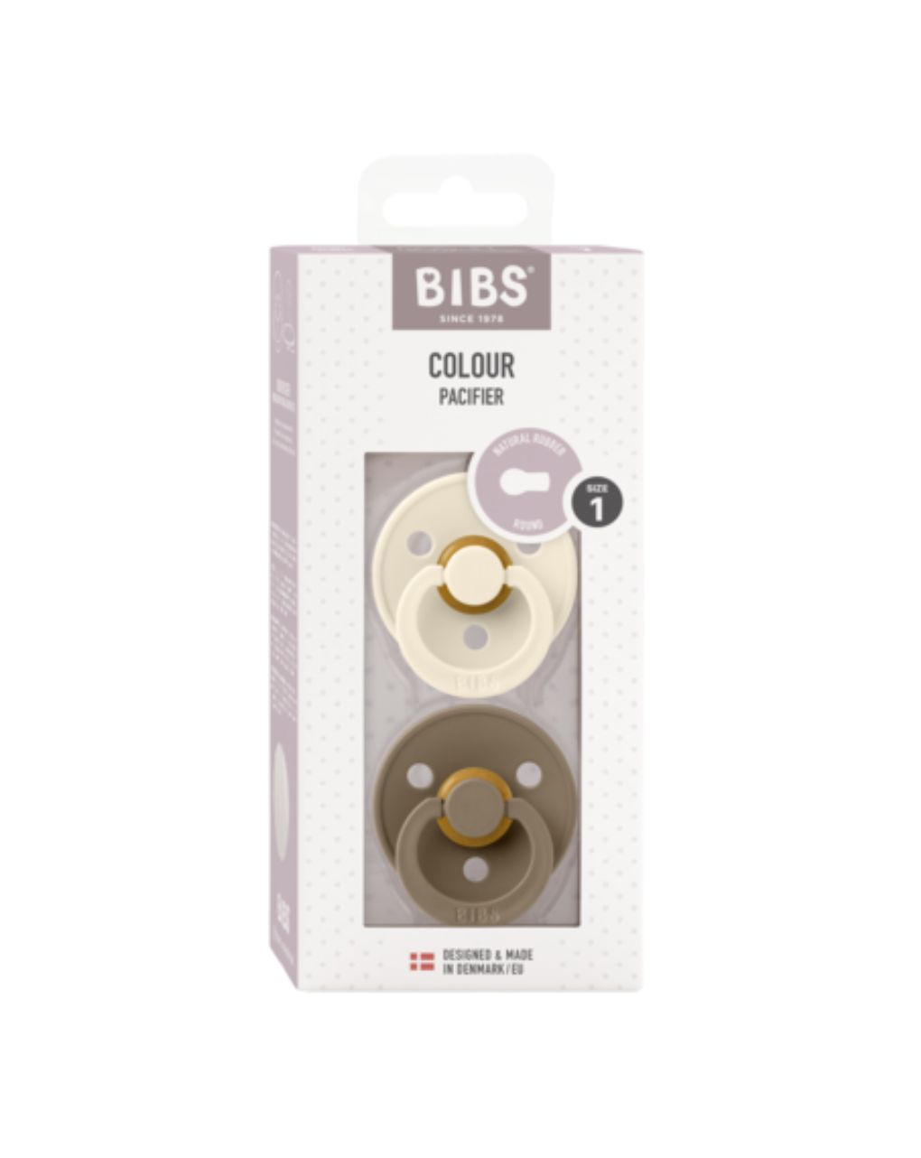 Bibs πιπίλα καουτσούκ σετ 2τμχ colour ivory / dark oak 0-6 μηνών - BIBS