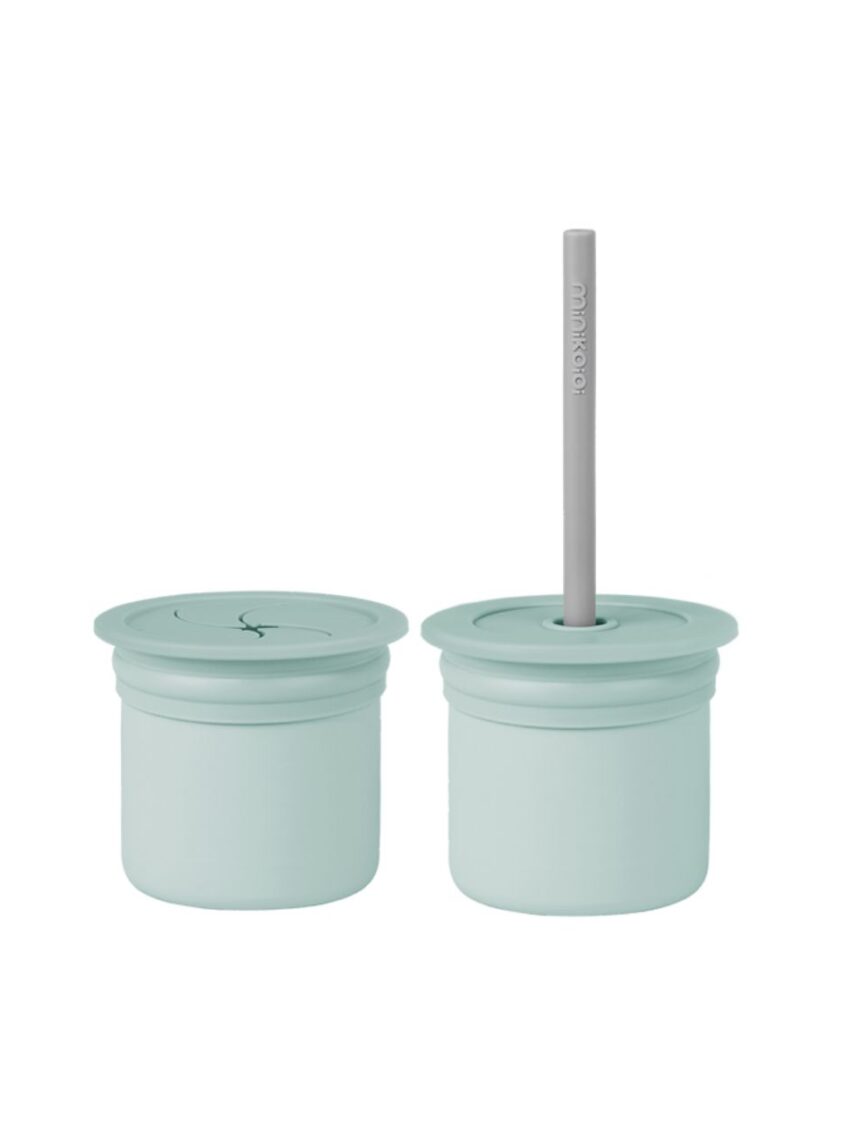 Minikoioi κύπελλο sip+snack πολλών χρήσεων aqua green/powder grey 180ml - MinikOiOi