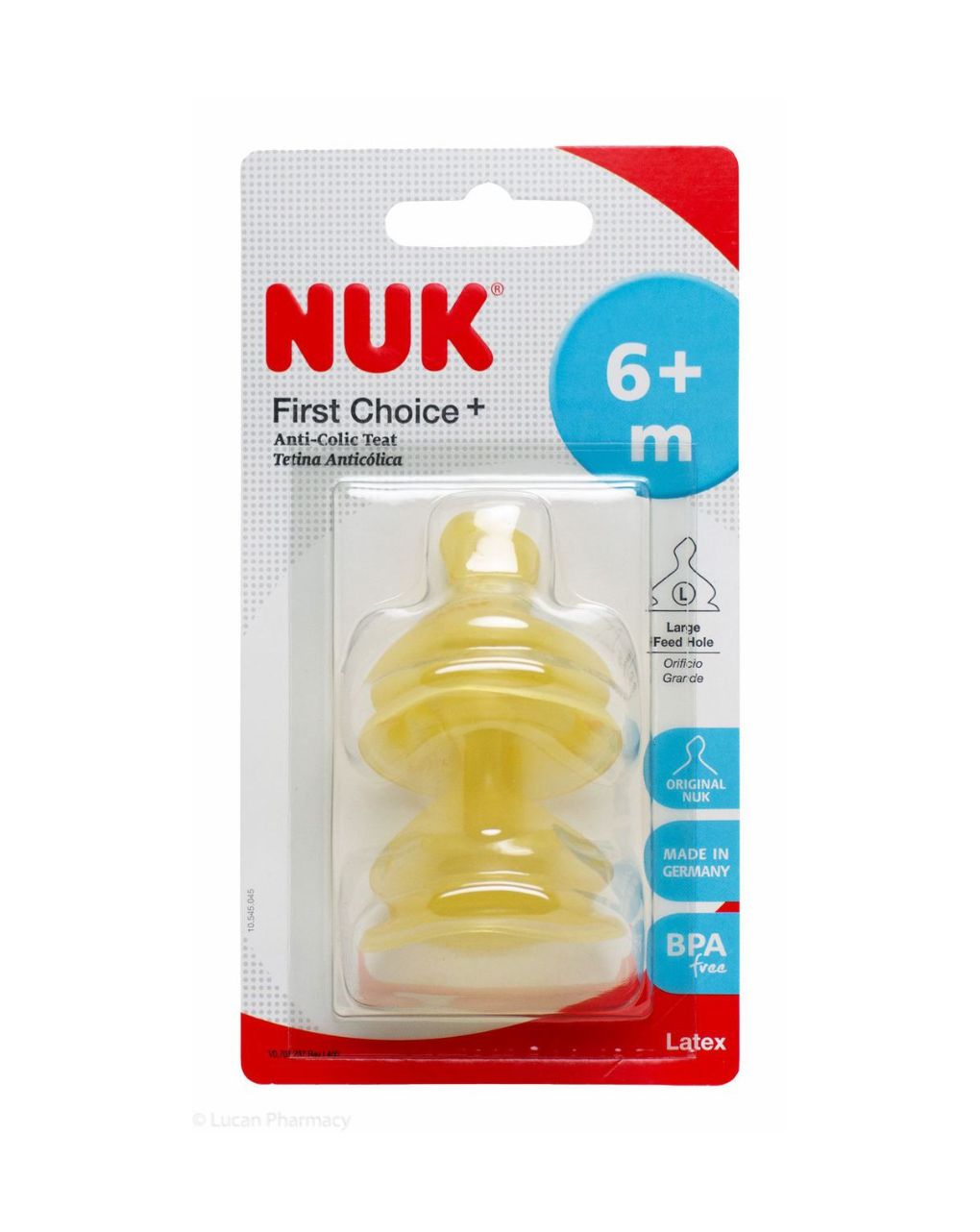 Nuk - first choice 2 θηλές latex μεγάλης οπής size 2, 6-18m - Nuk