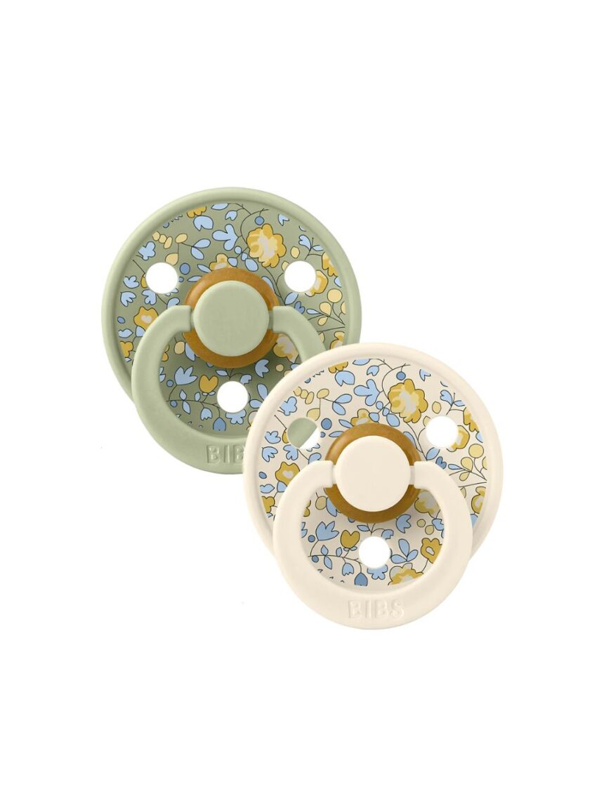 Bibs x liberty πιπίλα καουτσούκ σετ 2τμχ colour eloise/sage mix, 6-12m - BIBS
