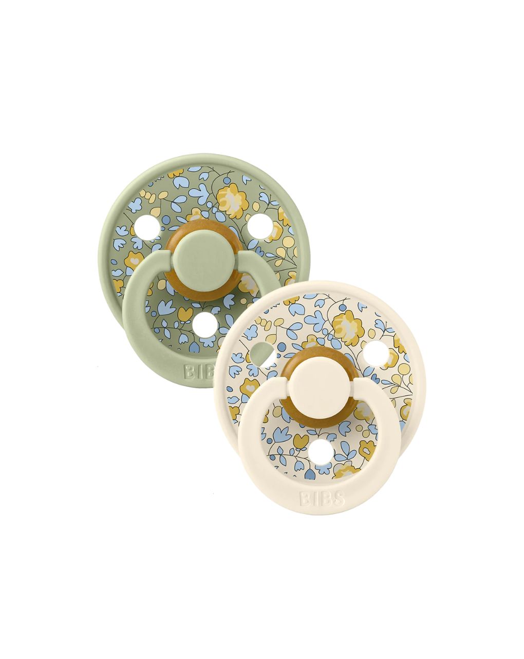 Bibs x liberty πιπίλα καουτσούκ σετ 2τμχ colour eloise/sage mix, 6-12m