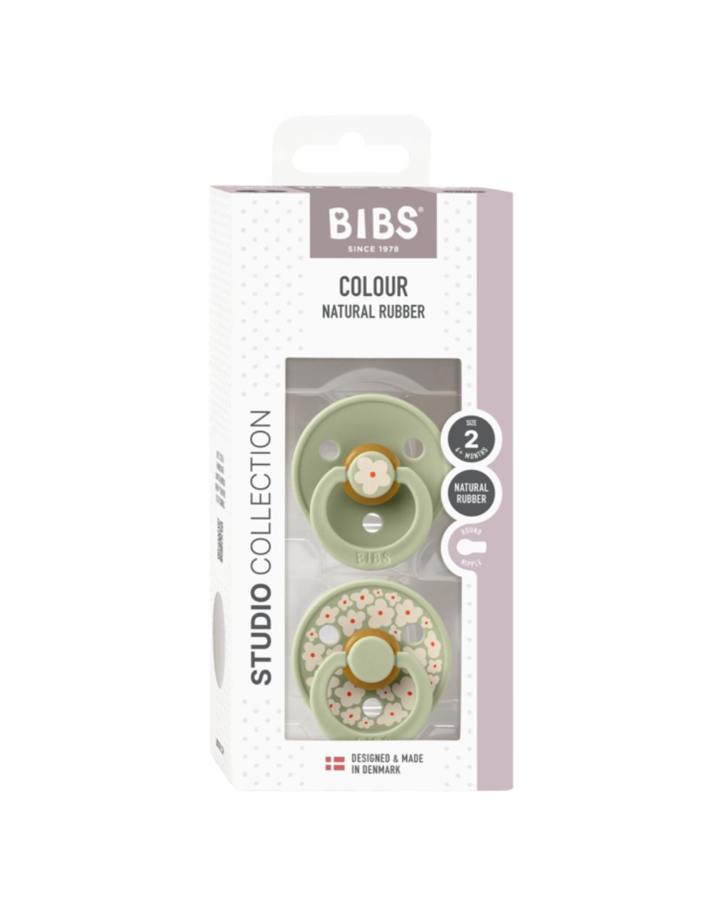 Bibs πιπίλες studio colour καουτσούκ no1 jasmine/sage mix 2 τμχ 0-6 μηνών - BIBS