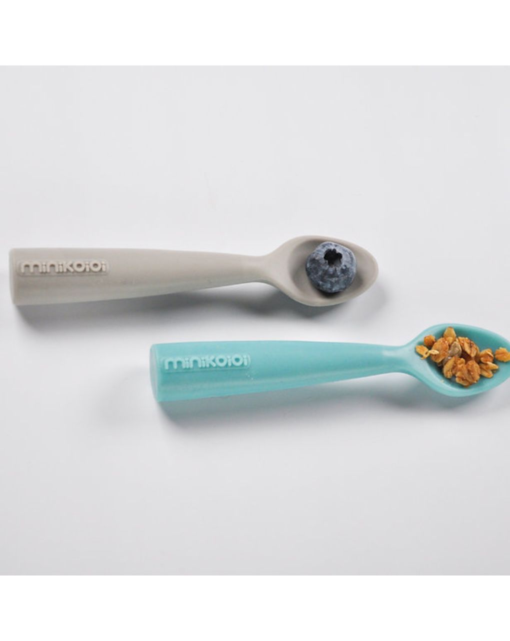 Minikoioi κουτάλια σιλικόνης scoopers 2τμχ 6m+ mineral blue/powder grey 0907-101140018 - MinikOiOi