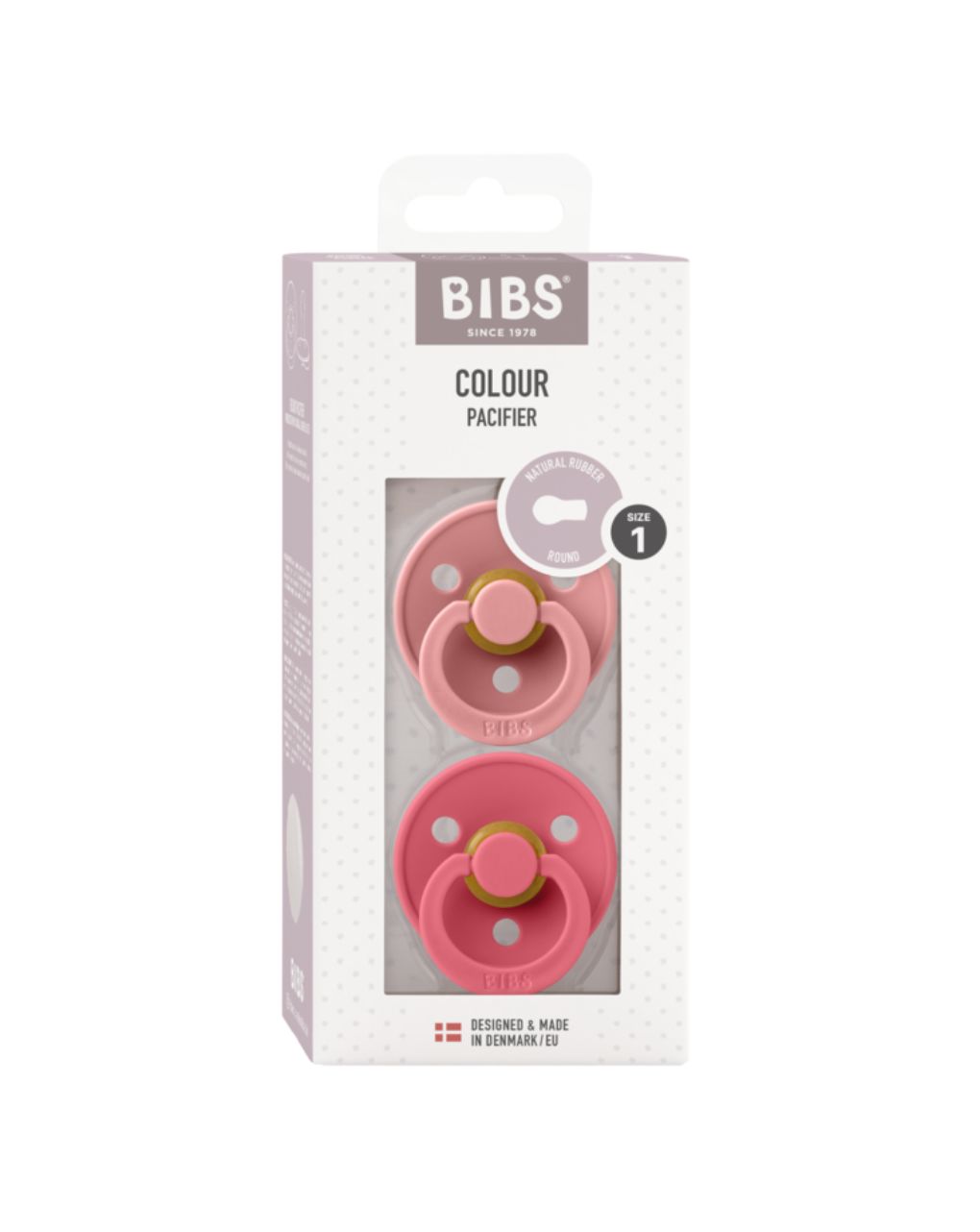 Bibs πιπίλα καουτσούκ σετ 2τμχ colour dusty pink / coral 2τμχ, 0-6 μηνών - BIBS