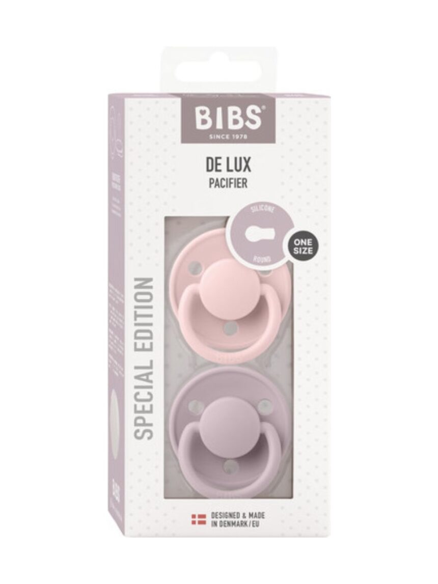 Bibs πιπίλα σιλικόνης σετ 2τμχ de lux dusty blossom-dusty lilac one size, 0-36m - BIBS