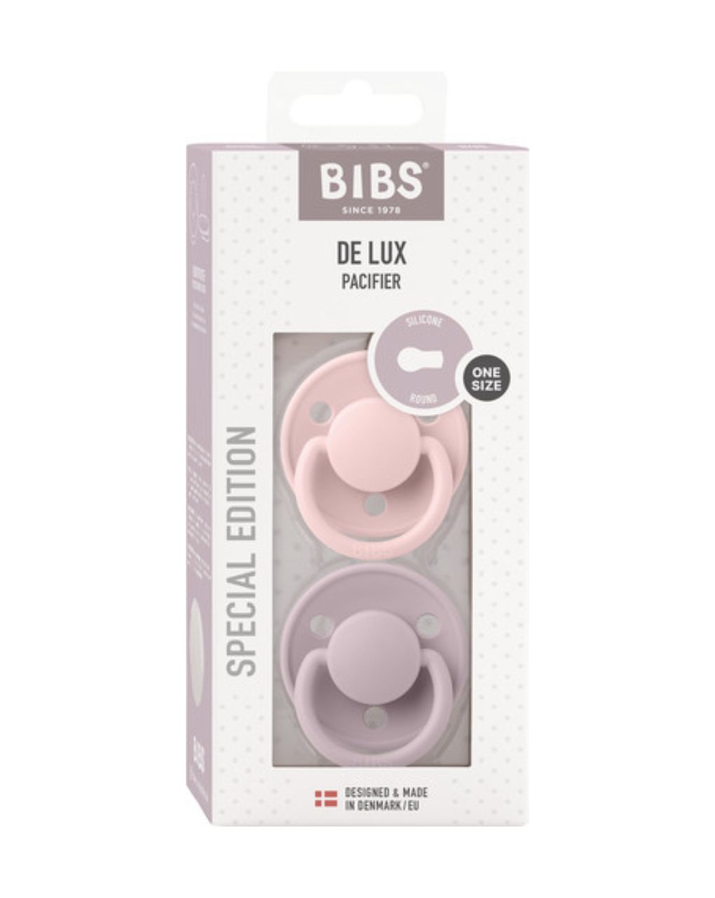 Bibs πιπίλα σιλικόνης σετ 2τμχ de lux dusty blossom-dusty lilac one size, 0-36m - BIBS