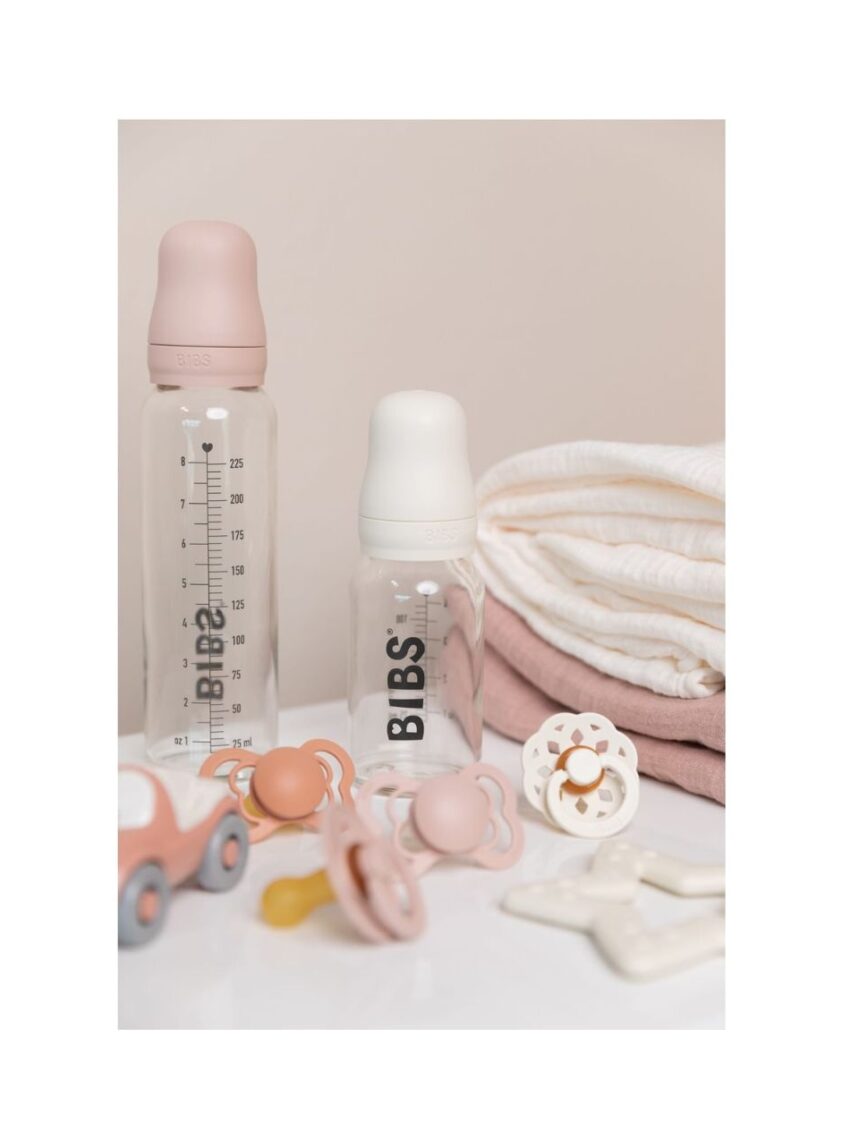 Bibs ολοκληρωμένο σετ γυάλινο μπιμπερό latex blush 225ml, 0m+ - BIBS